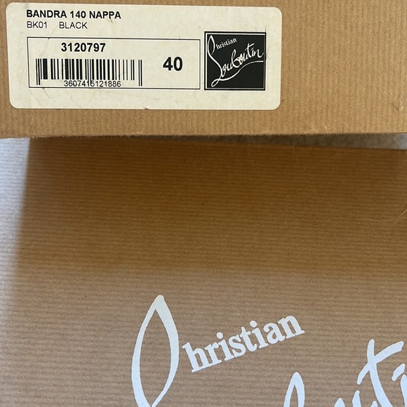 CHRISTIAN LOUBOUTIN Bandra 140 Napa Black Leather Peep Toe Pump Sz 40 - Picture 14 of 16